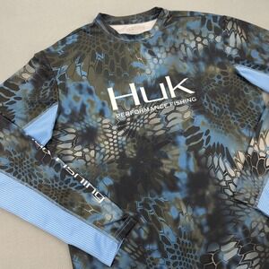 Huk Shirt Mens Small‎ Kryptek Neptune Performance Fishing Long Sleeve Camo